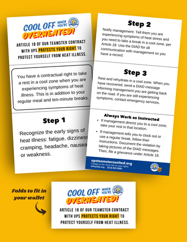 UPS Heat Safety Rights Wallet Cards